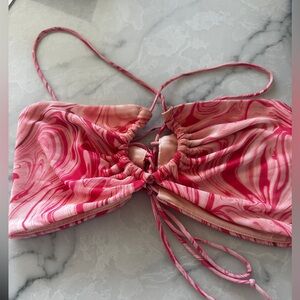 White Fox cross front lace up Crop top